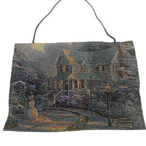 Thomas Kinkade The Night Before Christmas Fiber Optics Fabric Wall Tapestry